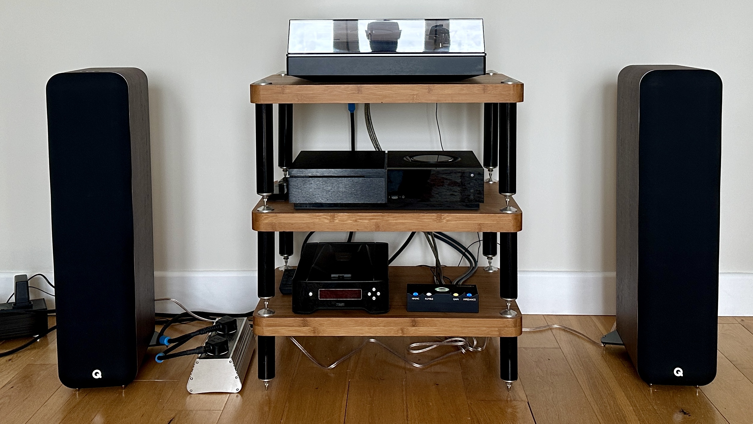 Q Acoustics M40 Bluetooth Floorstanding Speakers - Powerful Wireless Sound For Home Theater (Walnut)