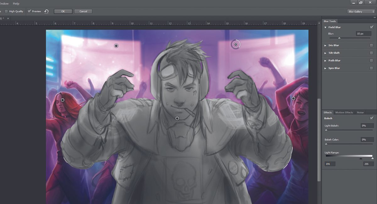 Add background blur subtley in order to make your foreground character pop!