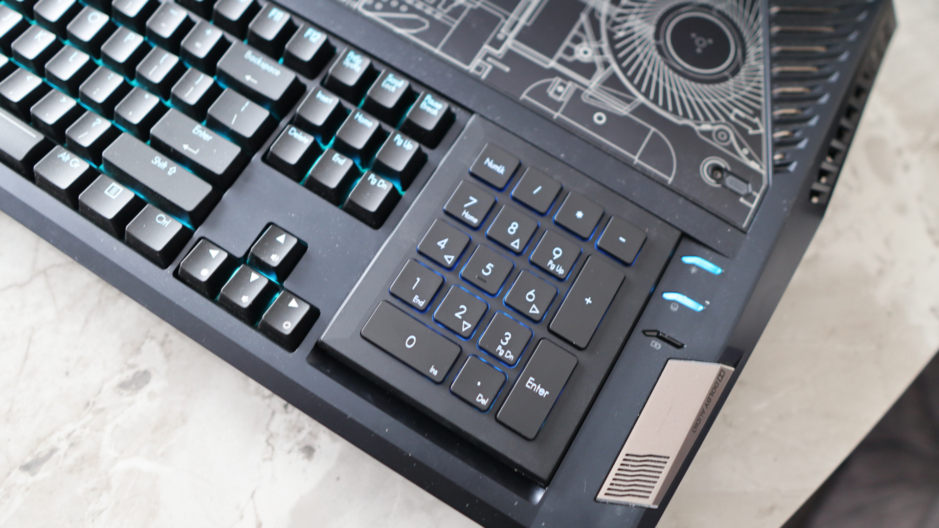 Acer Predator 21X gaming laptop on a marble table top