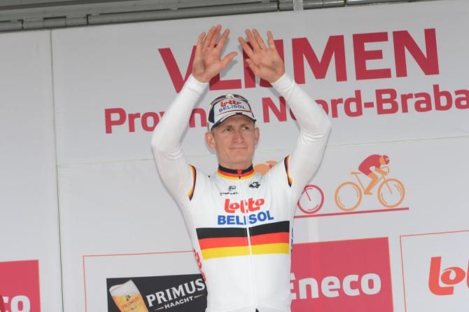 Andre Greipel (Lotto - Belisol) on the podium