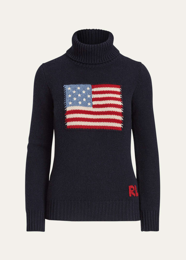 Flag Cashmere Turtleneck Sweater