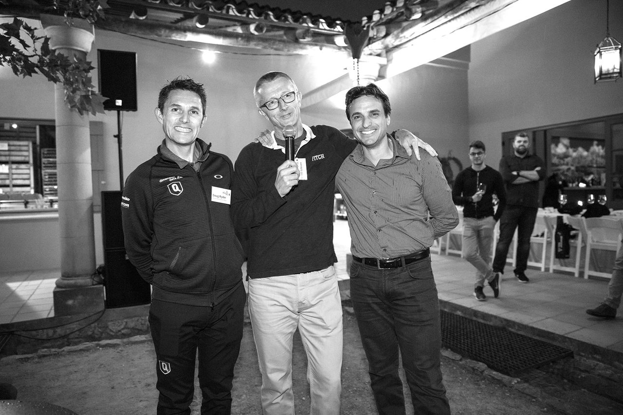 Team manager Doug Ryder with Dimension Data executive Scott Gibbons