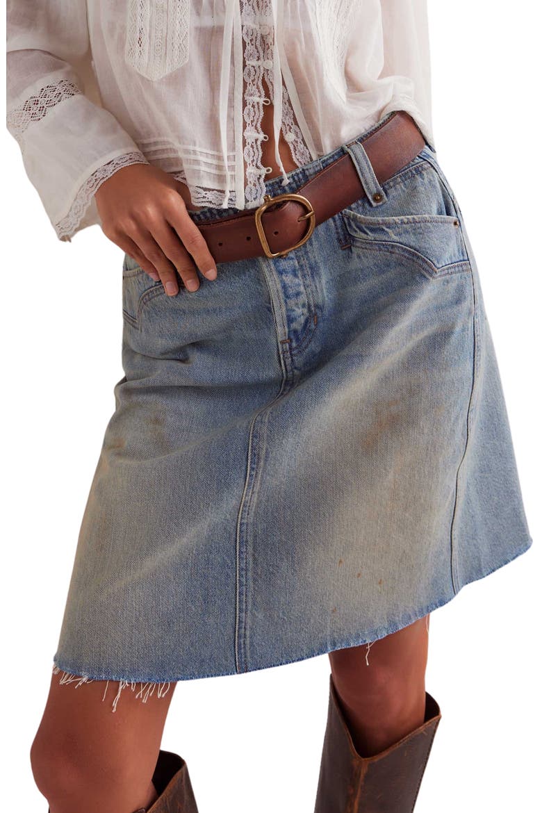 Suzy Raw Hem Denim Midi Skirt