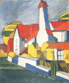 Village Street by Karl Hagedorn, 1916; oil on canvas laid down on board © The Artist’s Estate, image courtesy of Liss Llewellyn