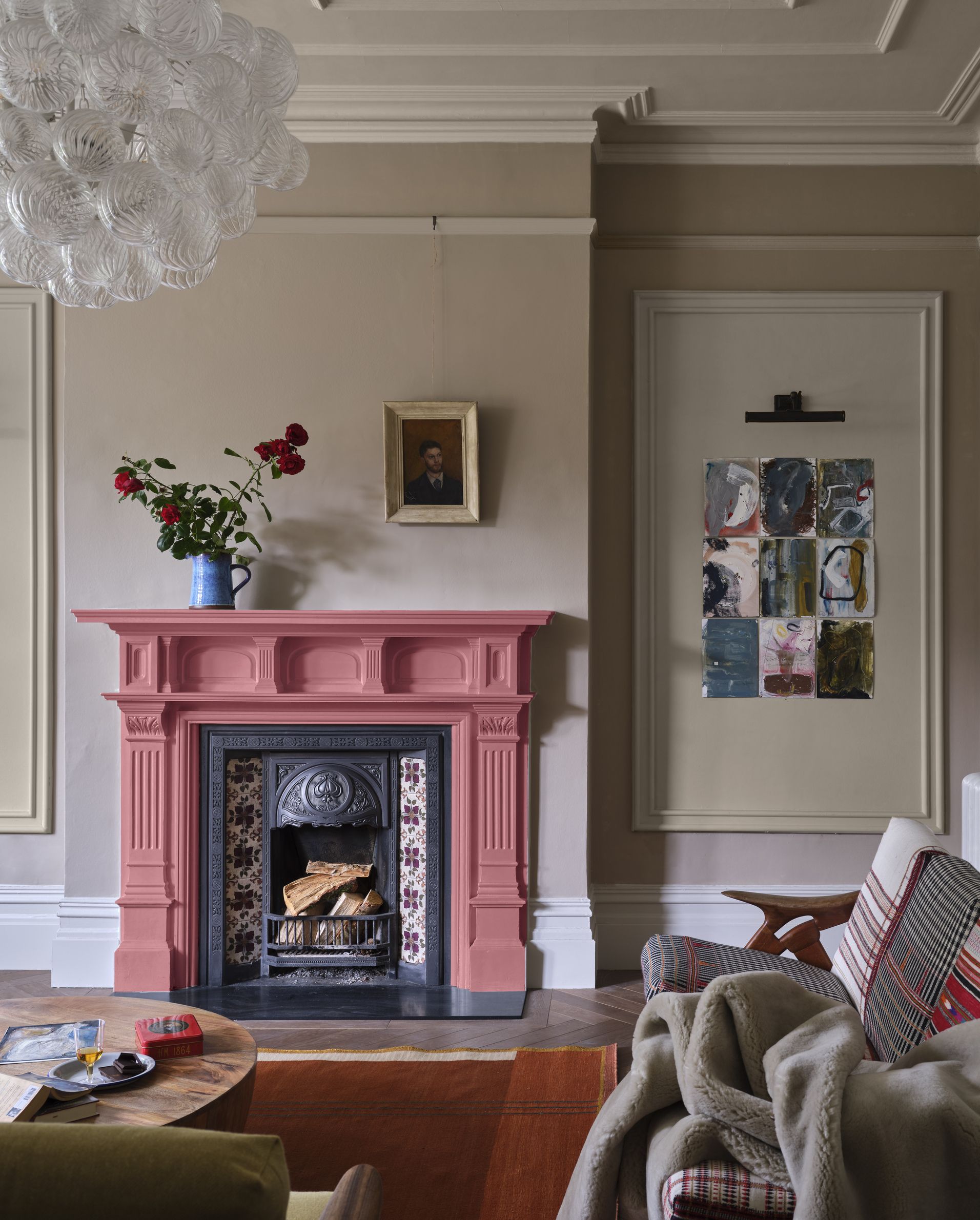 Pink and brown painted walls