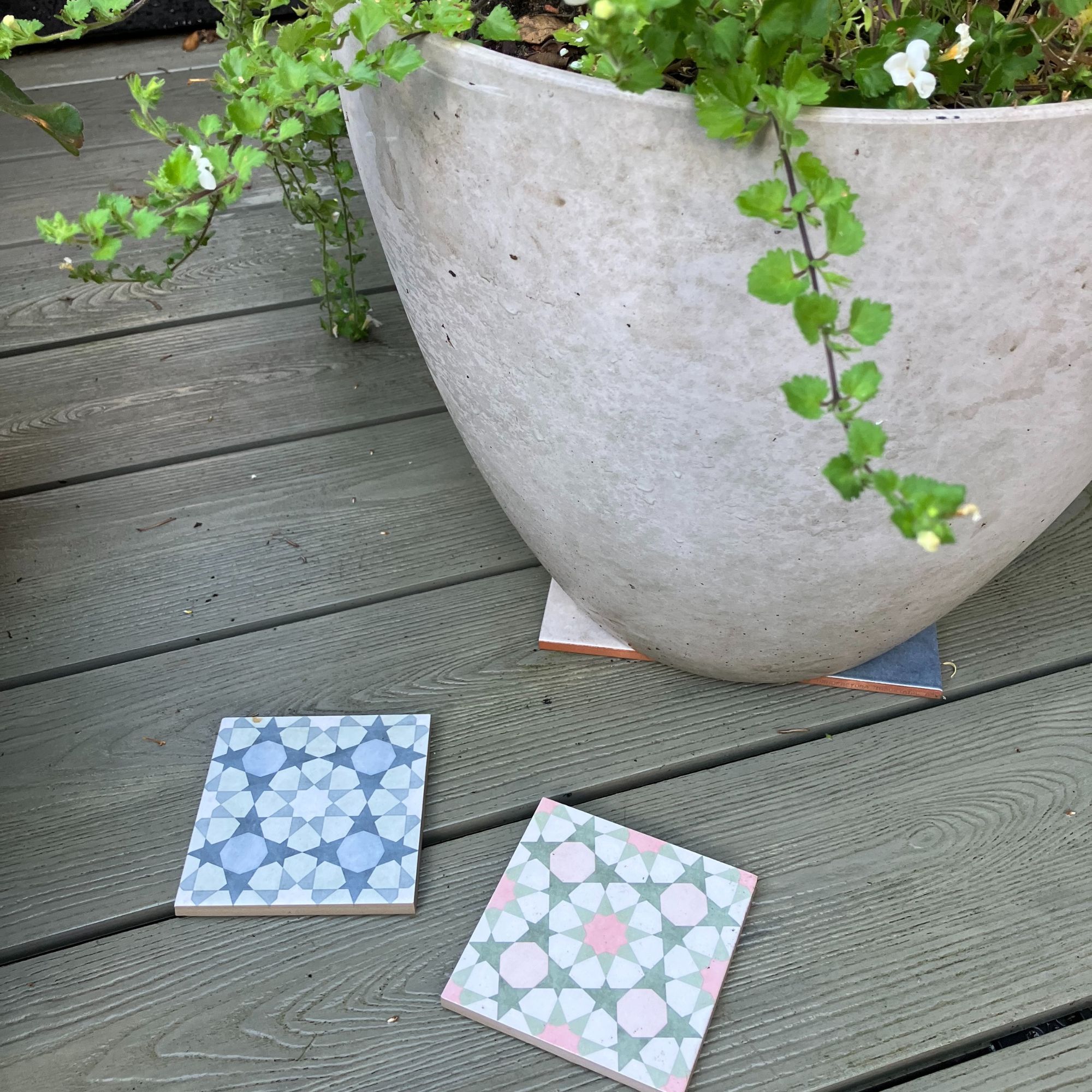 pot feet using ceramic tile