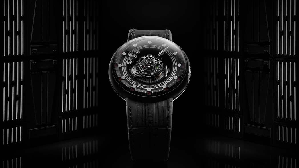 The Death Star from Star Wars will make sure you're never late with this $150,000 Star Wars Death Star Tourbillon watch line from Kross Studios.