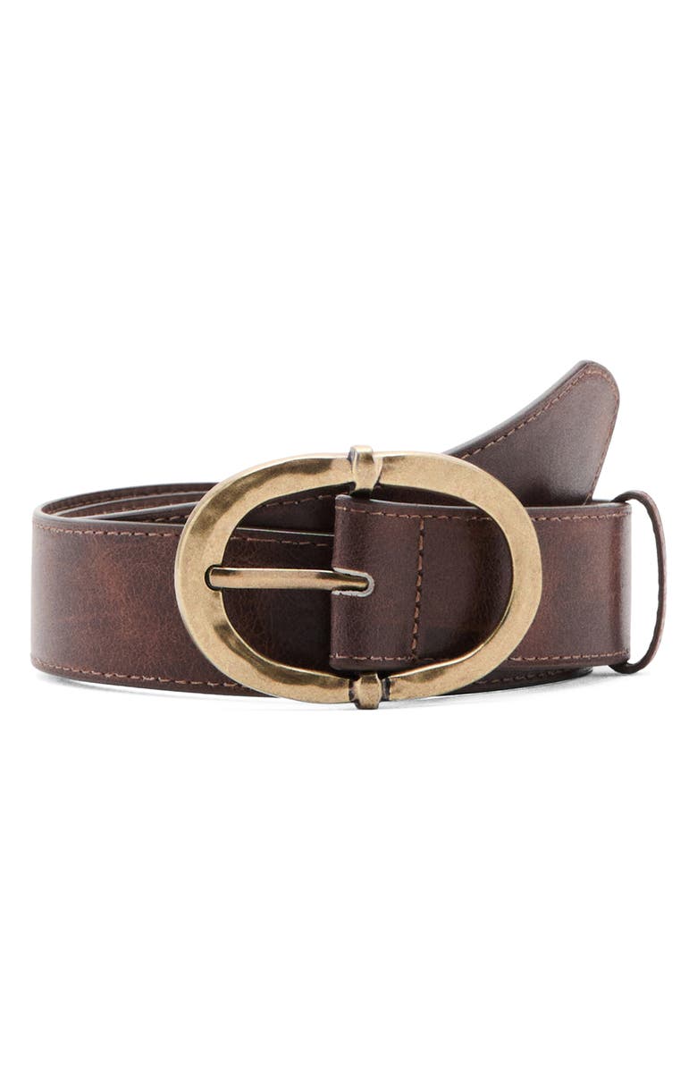 Hammered Buckle Faux Leather Belt