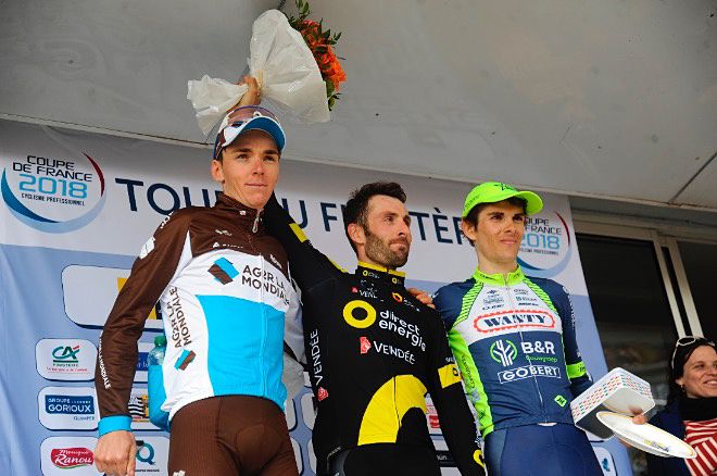 Romain Bardet, Jonathan Hivert and Guillaume Martin on the podium