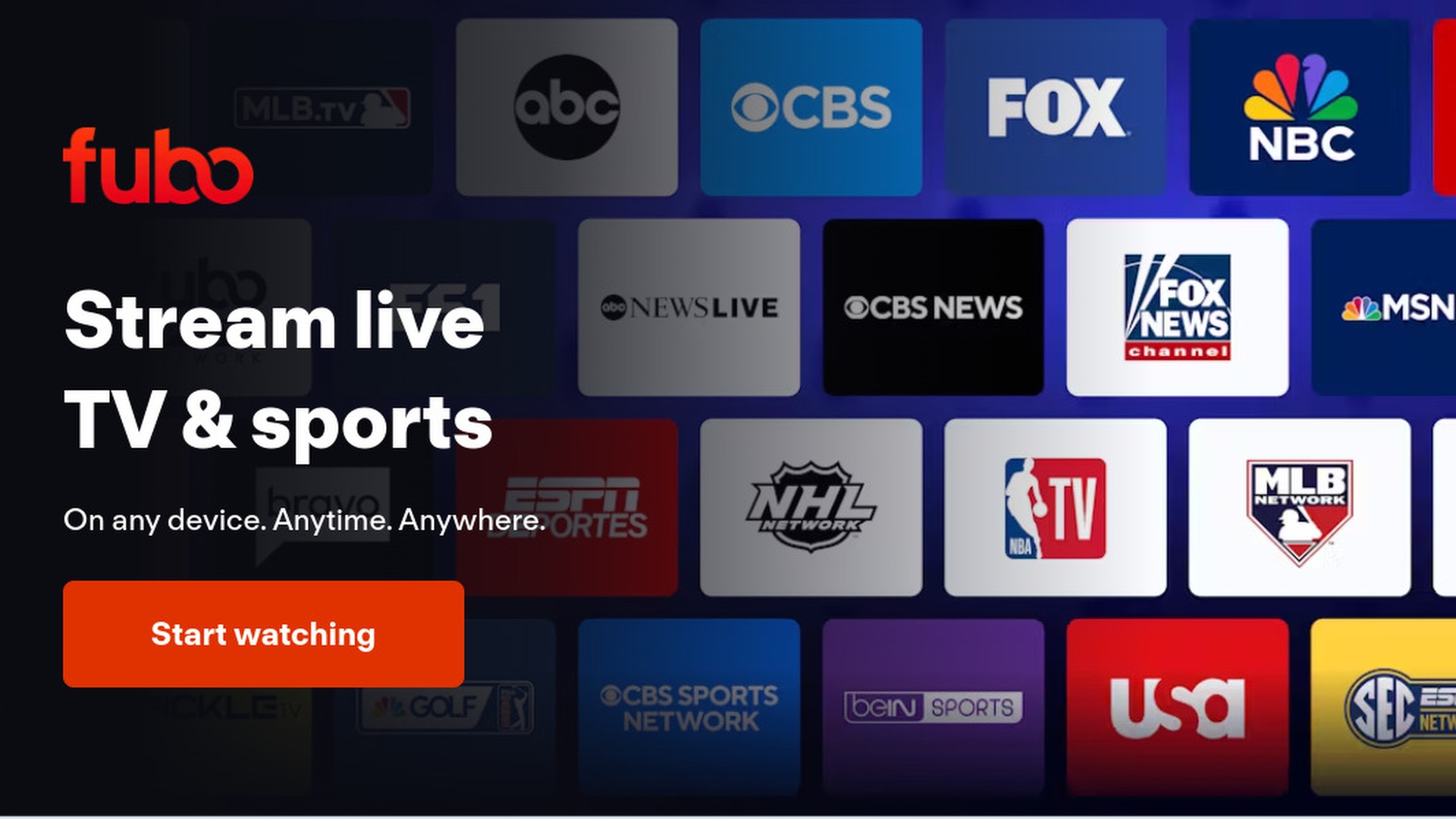 Fubo website landing page