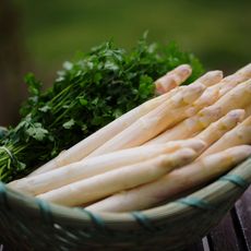 White asparagus in a basket