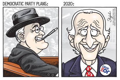 Political Cartoon U.S. biden FDR 2020 reality meme