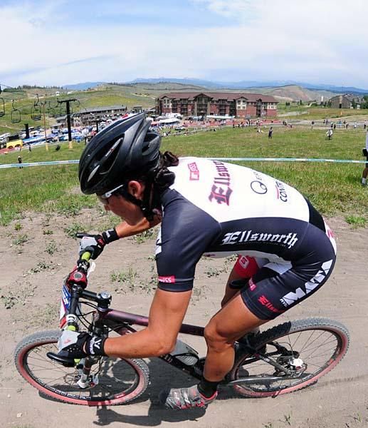 Pua Sawicki (Ellsworth) heads to the start/finish