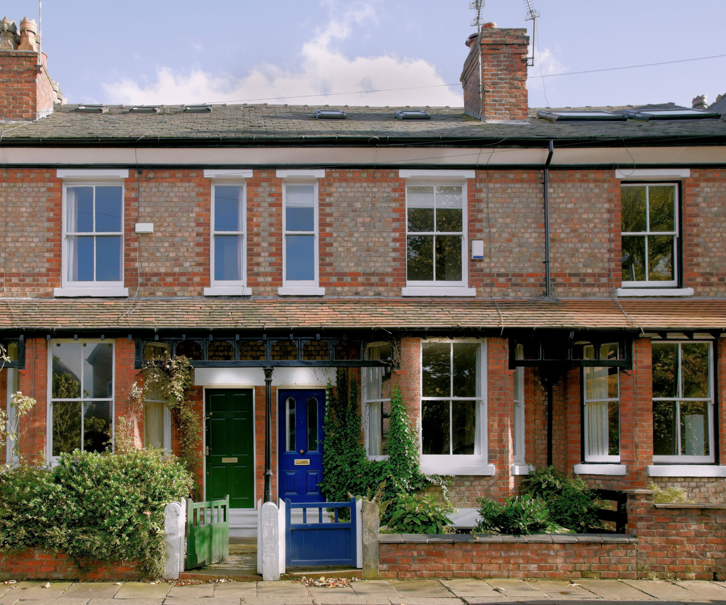 row of Victorian brick terraced houses
