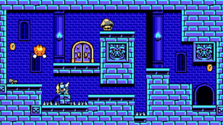A screenshot from Lovish showing a castle room full of spikes and enemies
