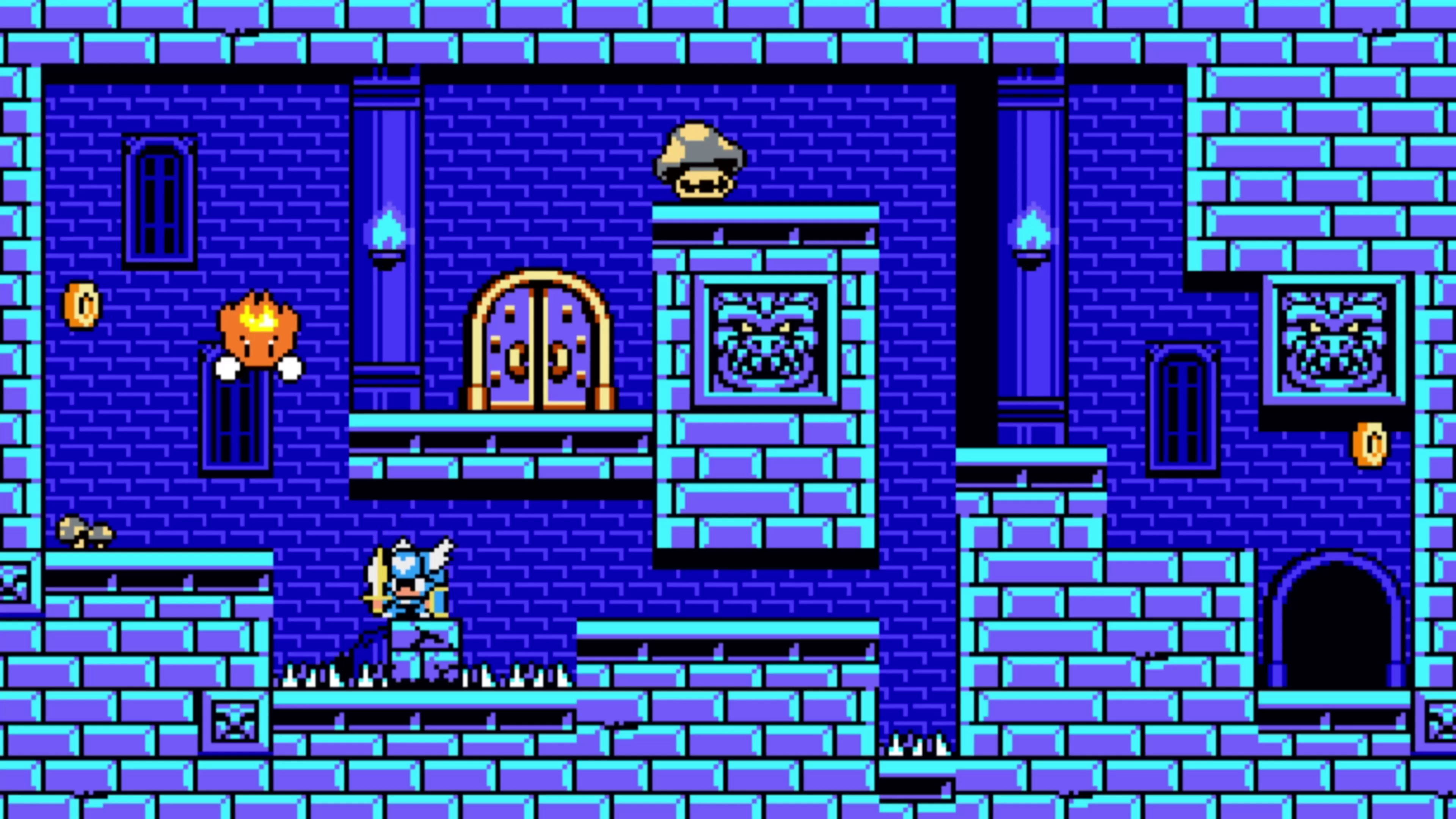 A screenshot from Lovish showing a castle room full of spikes and enemies