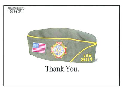 Editorial cartoon Veterans Day thank you