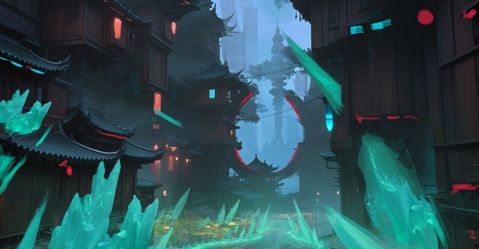 The Kamigawa plane invaded by huge elements of the world of Ikoria