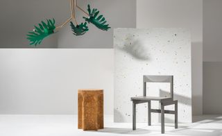 Furniture by Scottish designers including a green pendant lamp, a chair made of recycled materials and a cork stool
