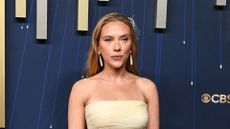 scarlett johansson wearing butter yellow prada gown at Emmys 2025