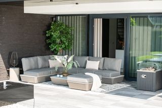 outdoor sofa ideas: sofa on covered patio terrace