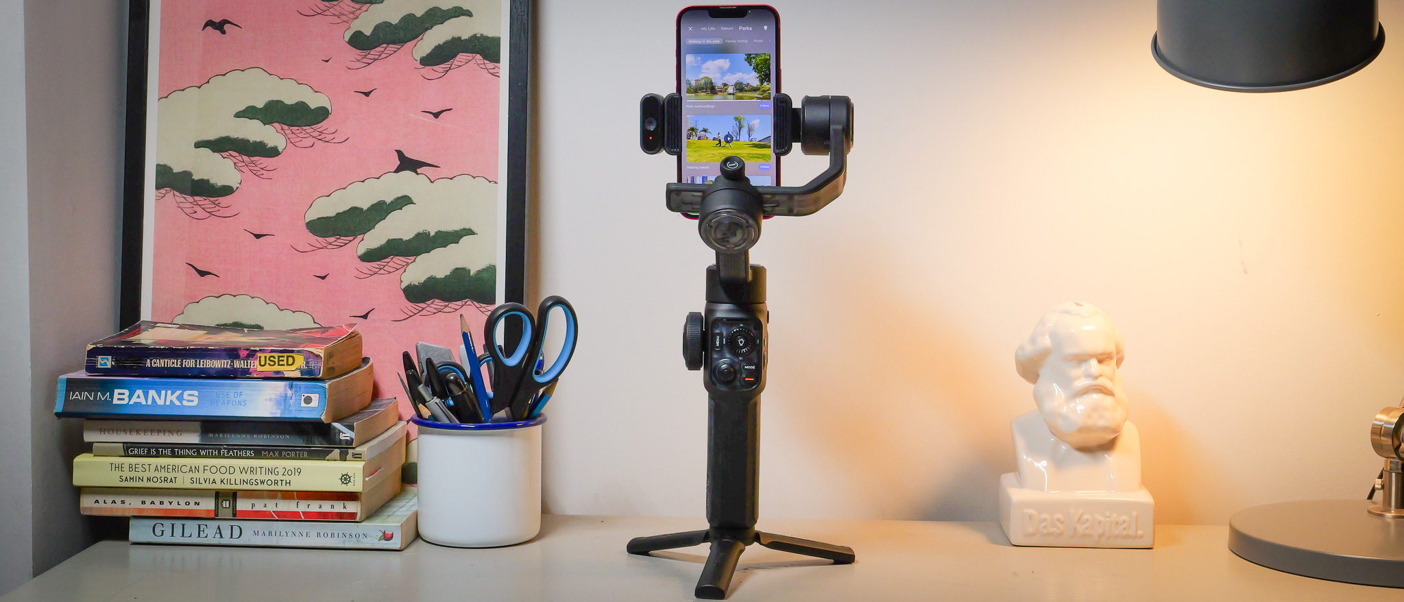 Zhiyun Smooth 5S AI smartphone stabilizer on desktop