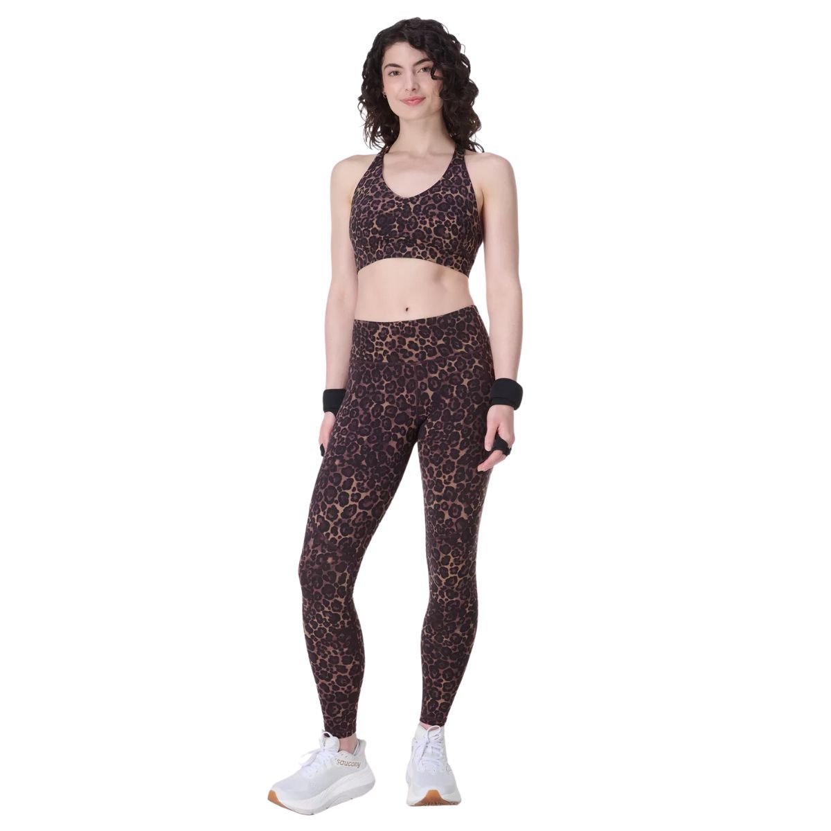 sweaty betty leopard print pilates bra and leggings set