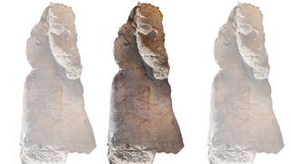 The other sphinx-like Amenhotep III statue.