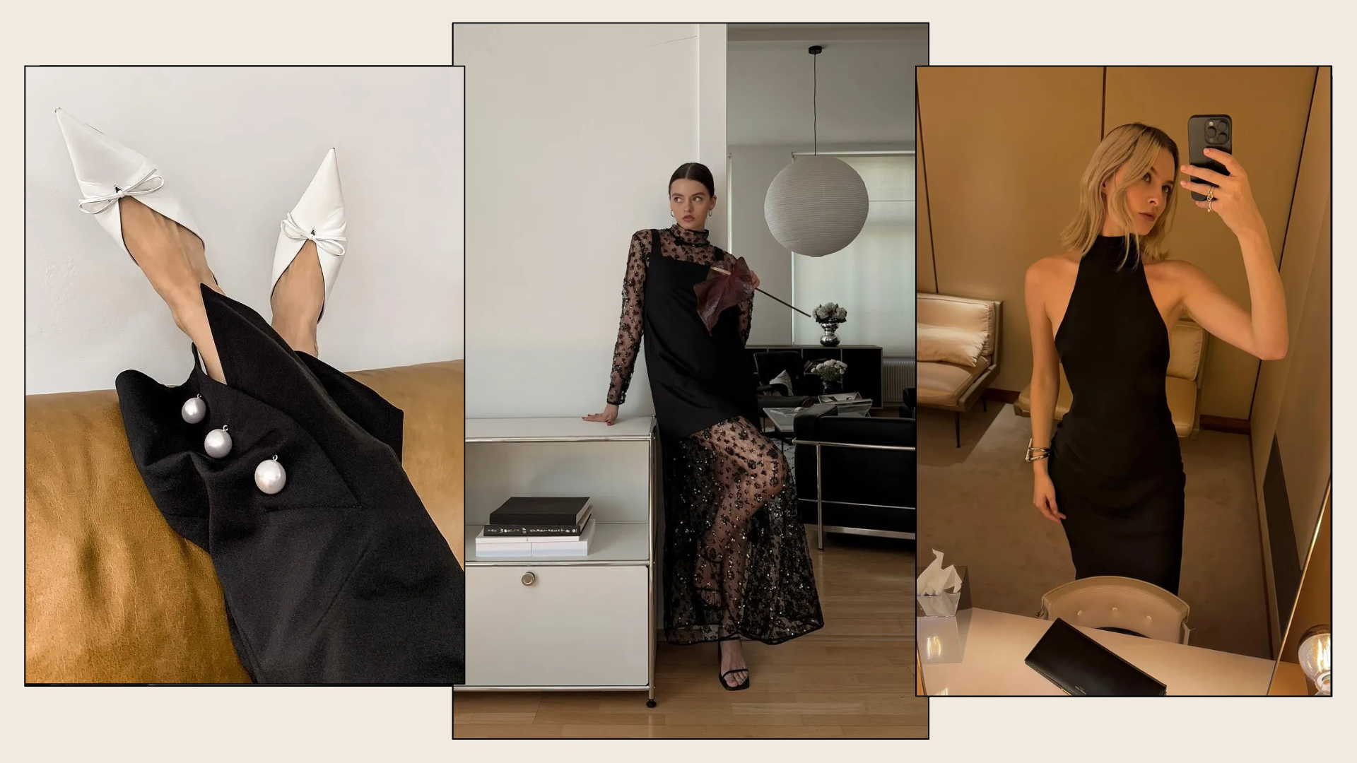 A collage of cocktail dress code for women.