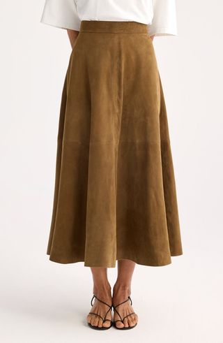 Suede A-Line Skirt