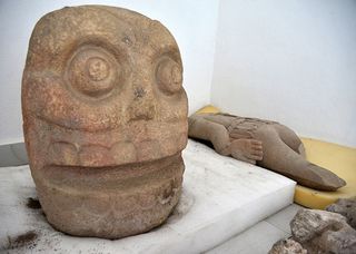 At the temple site, researchers discovered stone sculptures representing skinned skulls, as well as a stone torso.