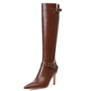 Modatope Damen-Kniehohe Stiefel, sexy, spitzer Zehenbereich, braune Stiefel, Stiletto-High-Heels für Damen, Herbststiefel, Damen, kniehohe lange Stiefel für Damen, braune hohe Stiefel, High-Heel-Stiefel, Größe 9,5