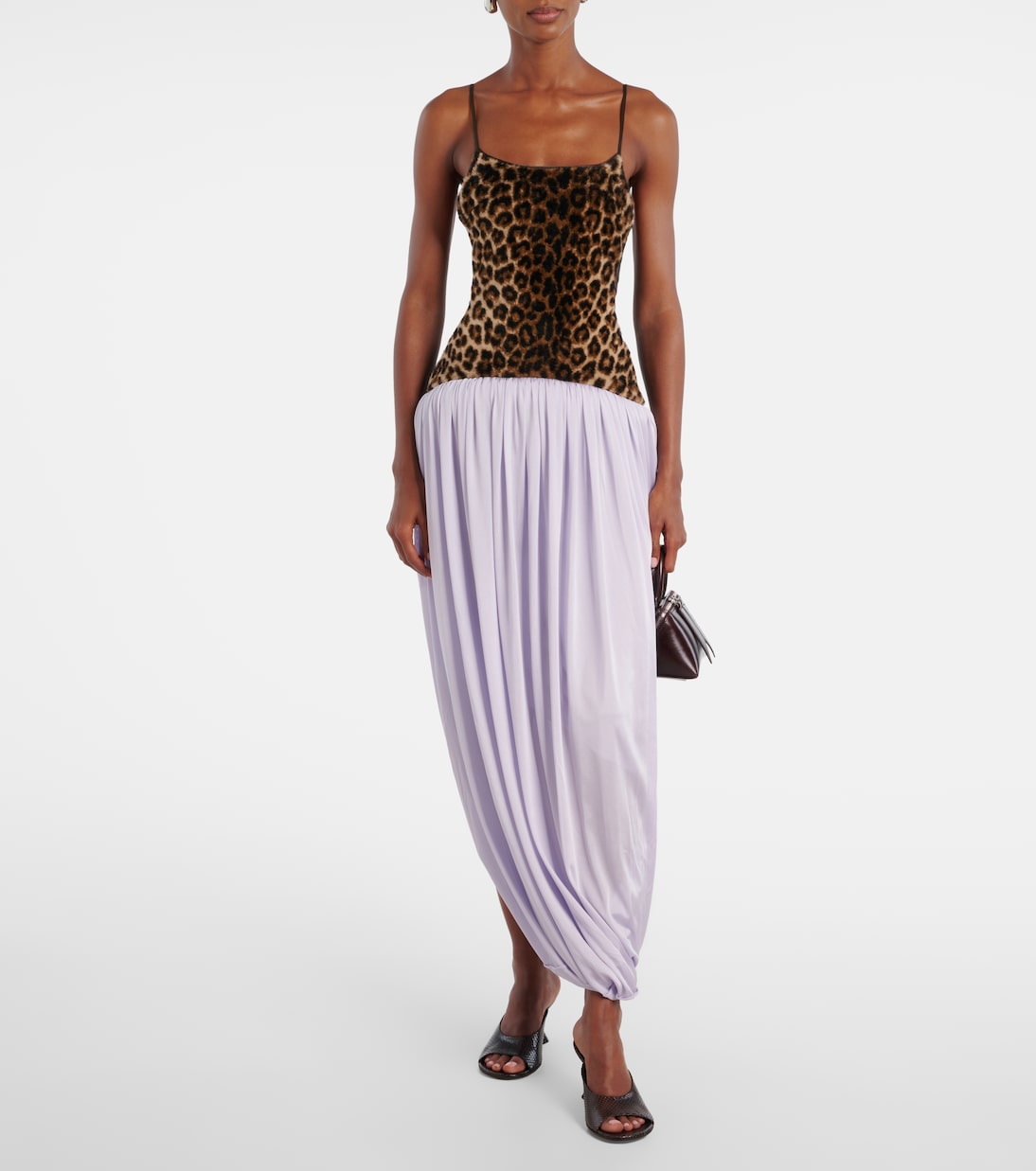 Leopard-Print Draped Maxi Dress
