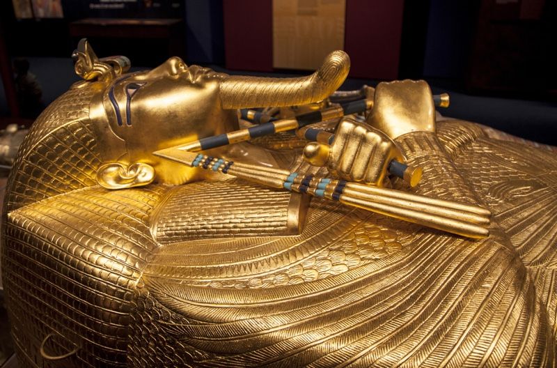 King Tut&#039;s sarcophagus was on display at an exhibition in Bratislava, Slovakia, in December 2014.