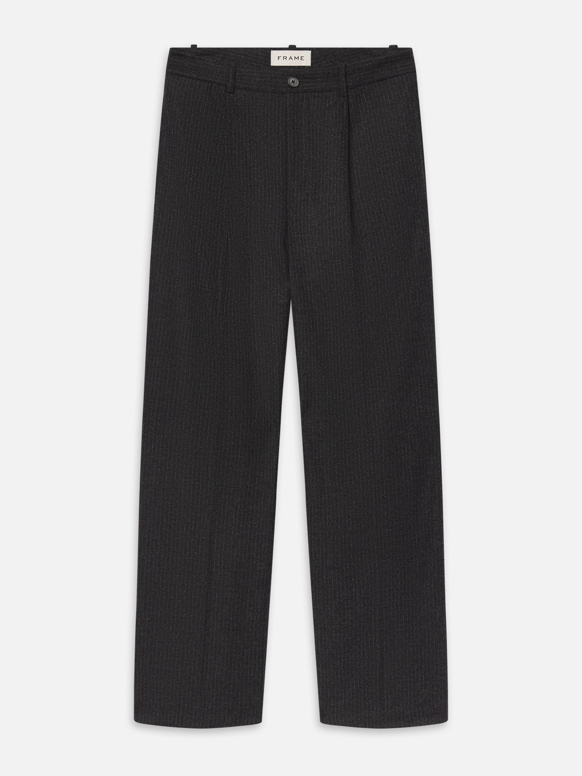 Pinstripe Wide Leg Trousers -- Dark Grey - 28 / Dark Grey