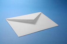 image of white envelope against blue background