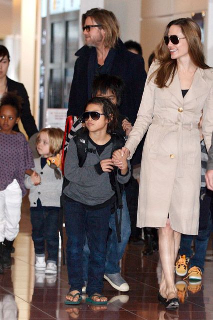 Brad Pitt &amp; Angelina Jolie - Brad Pitt - Angelina Jolie - Brad, Angelina &amp; adorable brood touch down in Tokyo - Marie Claire - Marie Claire UK