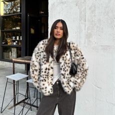 Woman in a leopard coat