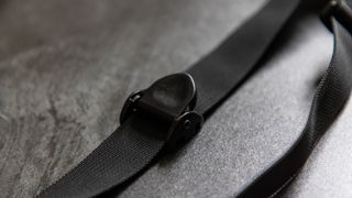 One of the bumpers on the front and back of the BlackRapid Sport Breathe strap which can be used to limit or expand the camera travel