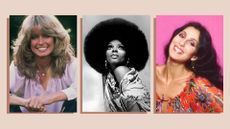 Collage of Farrah Fawcett, Diana Ross and Cher
