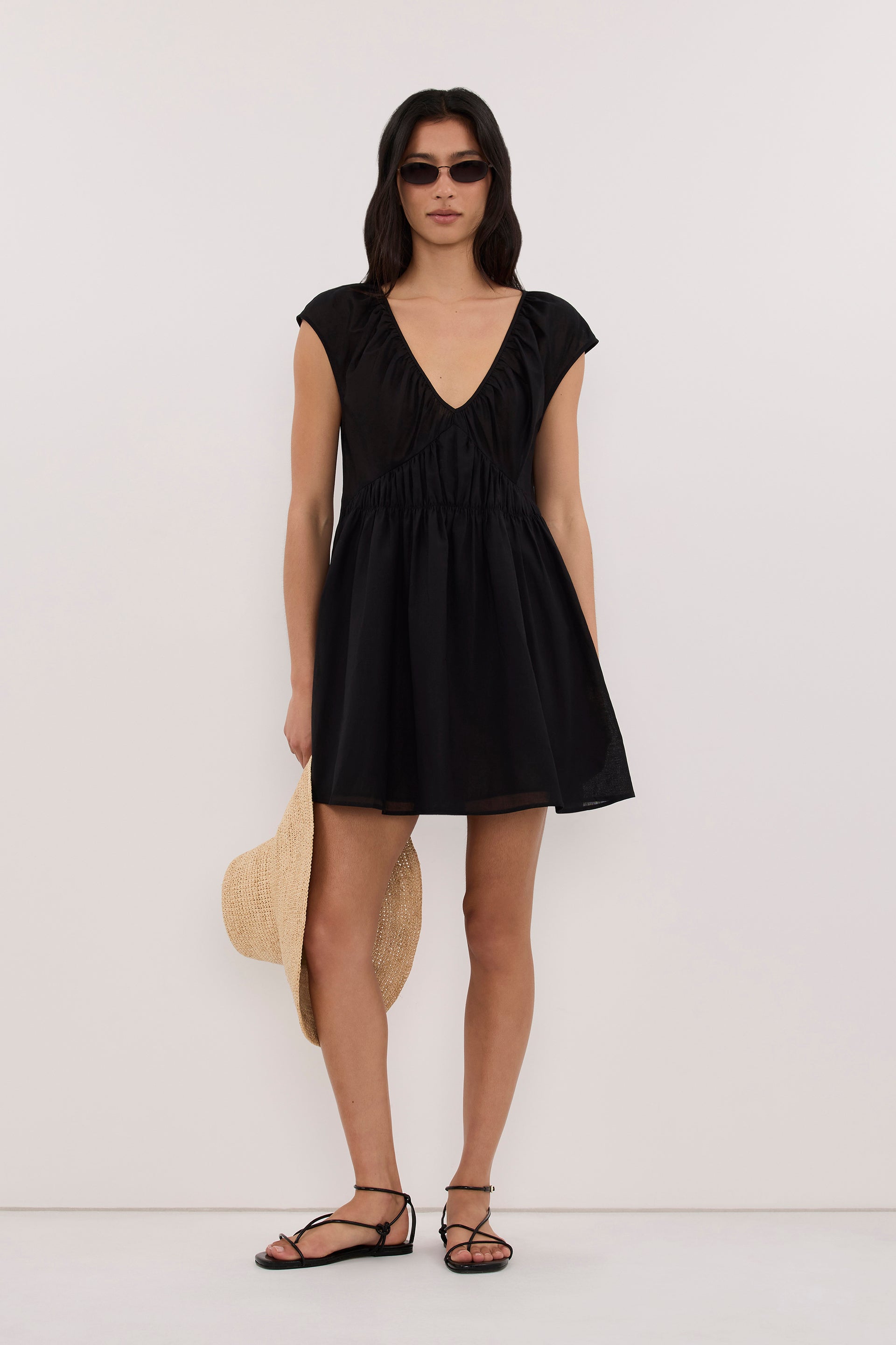 Billie Black Linen Blend Mini Dress - 0 / Black