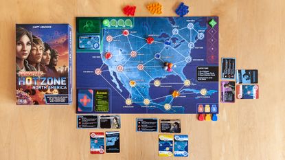 Pandemic Hot Zone North America review, game laid out with box nearby