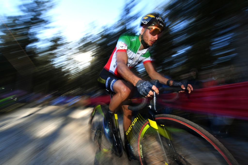 ZONHOVEN BELGIUM OCTOBER 24 Gioele Bertolini of Italy and Team Selle Italia Guerciotti Elite competes during the 25th Zonhoven UCI CycloCross Worldcup 2021 Mens Elite CXWorldCup UCIcyclocrossWC zonhoven on October 24 2021 in Zonhoven Belgium Photo by Luc ClaessenGetty Images