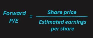 image showing the calculation for the forward price-to-earnings ratio