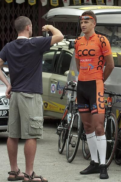 Rafai Ratajczyk (CCC Polsat Polkowice) from Poland is one of the tallest riders in the tour...and so are his socks!