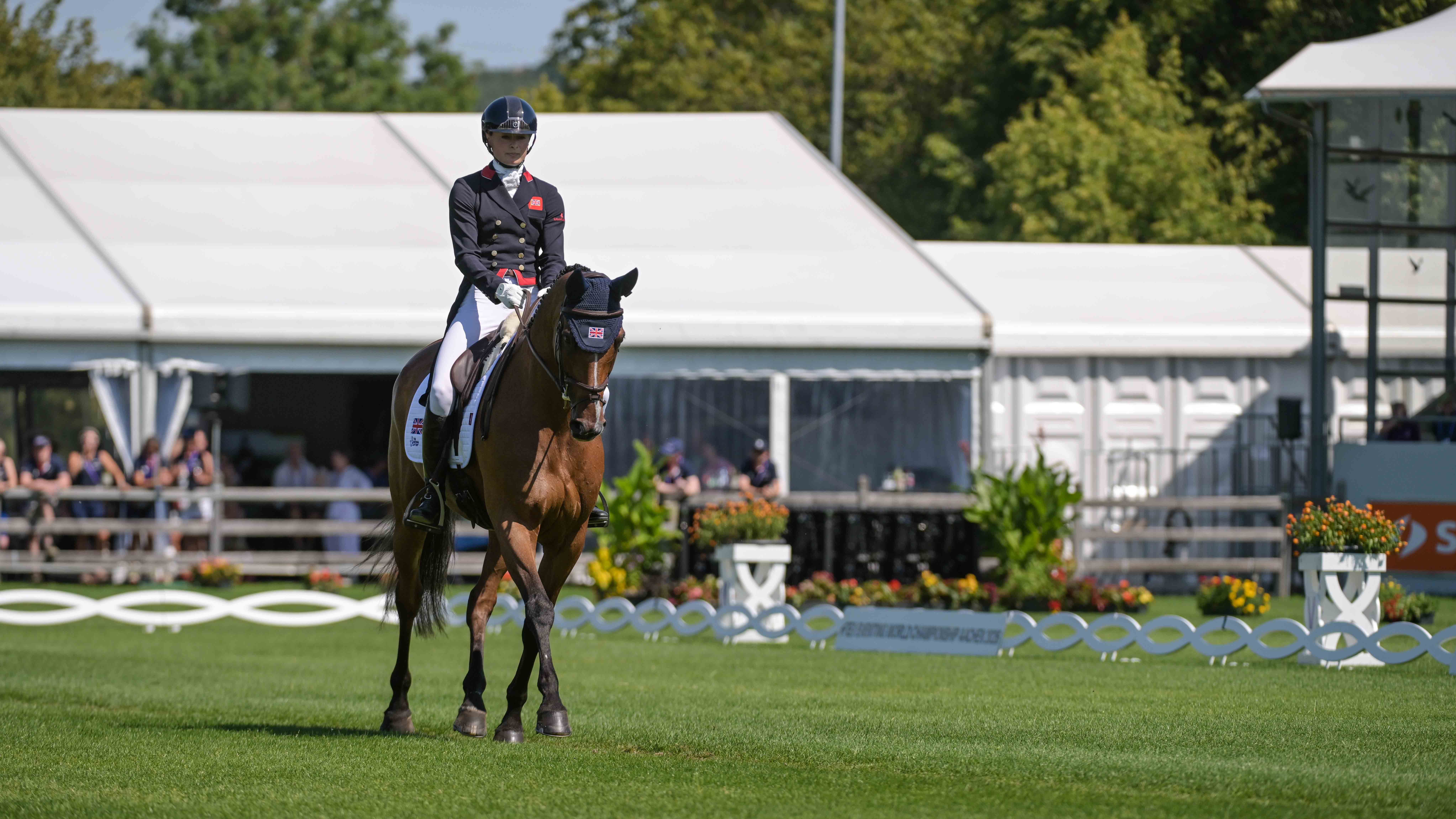 Pictured Caroline Harris and D.Day at the Aachen eventing World Championships.