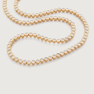 Gold Vermeil Diamond Essential Tennis Necklace Adjustable 41-46cm/16-18' - Diamond