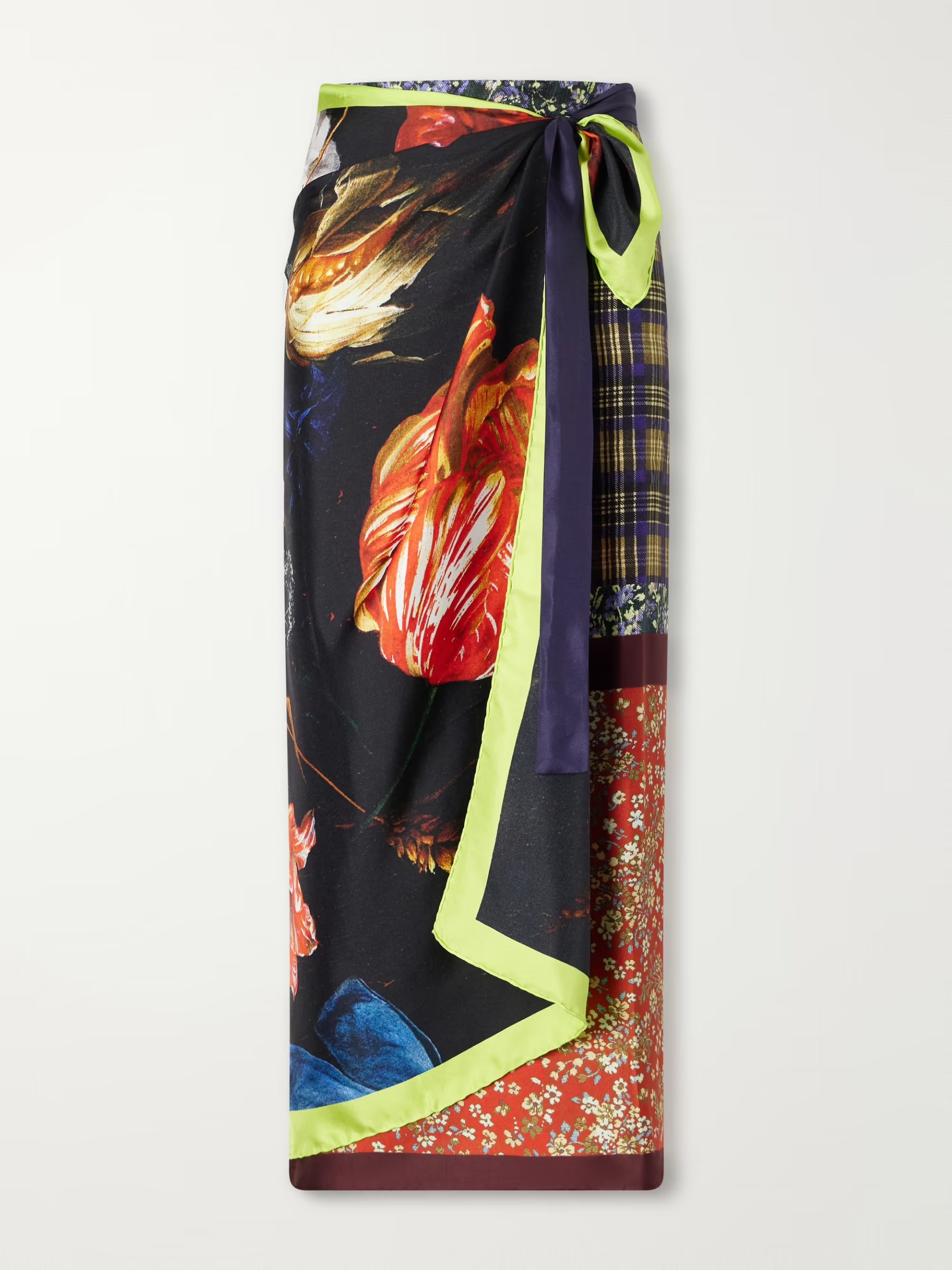 Dries Van Noten, Floral-Print Silk-Satin Wrap Skirt