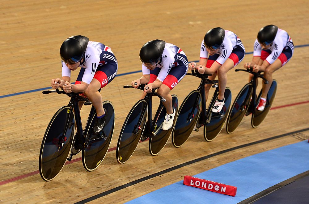 Great Britain during women's team pursuit first round