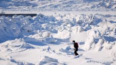 woman hiking on Baffin Island